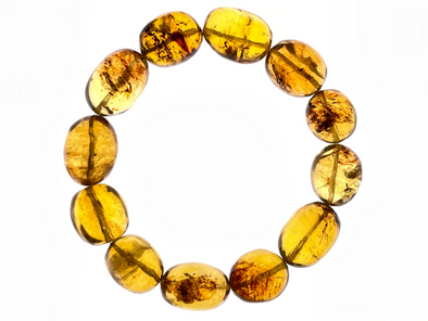 Mexican AMBER Crystal Bracelet - Beaded Bracelet, Handmade Jewelry, Healing Crystals and Stones, 48443-Throwin Stones
