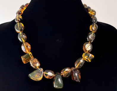 Mexican AMBER Crystal Necklace - Beaded Necklace, Handmade Jewelry, Healing Crystals and Stones, 48565-Throwin Stones