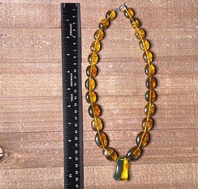 Mexican AMBER Crystal Necklace - Beaded Necklace, Handmade Jewelry, Healing Crystals and Stones, 48566-Throwin Stones