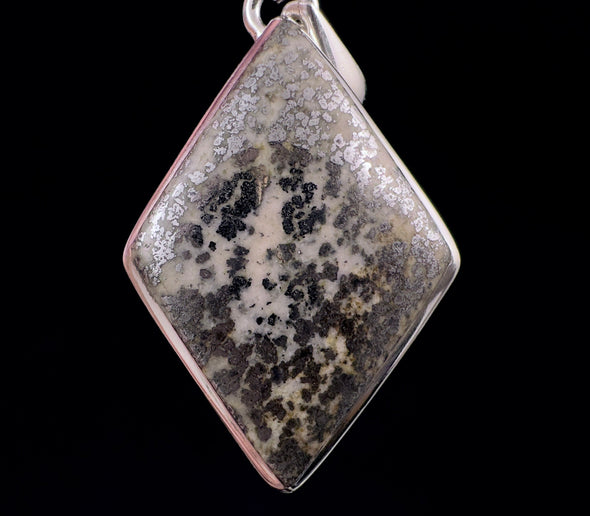 NATIVE SILVER ORE Pendant - Canada - Genuine Polished Diamond Shaped Silver Ore Crystal Set in an Open Back Sterling Silver Bezel, 52844-Throwin Stones