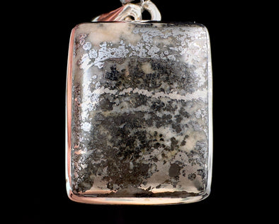 NATIVE SILVER ORE Pendant - Canada - Genuine Square Shaped Silver Ore Gemstone Polished and Set in an Open Back Sterling Silver Bezel, 52838-Throwin Stones