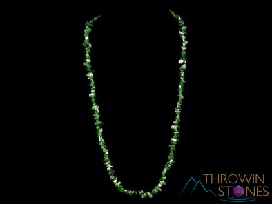 NEPHRITE JADE Crystal Necklace - Chip Beads - Long Crystal Necklace, Beaded Necklace, Handmade Jewelry, E0813-Throwin Stones