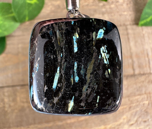 NUUMMITE Crystal Pendant - Sterling Silver, Square Cabochon - Fine Jewelry, Healing Crystals and Stones, Gift for Him, 54481-Throwin Stones