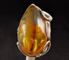 Natural AMBER Ring - Adjustable - Genuine Sterling Silver Ring with a Polished AMBER Center Stone, 53761-Throwin Stones