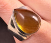 Natural AMBER Ring - SIZE 8.5- Genuine Sterling Silver Ring with a Polished AMBER Center Stone, 53776-Throwin Stones