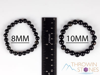 OBSIDIAN Crystal Bracelet - Round Beads - Beaded Bracelet, Handmade Jewelry, Healing Crystal Bracelet, E1066-Throwin Stones