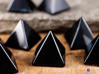 OBSIDIAN Crystal Pyramid - Sacred Geometry, Metaphysical, Healing Crystals and Stones, E1098-Throwin Stones
