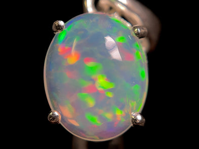 OPAL Pendant, Checkered - Sterling Silver, 8x10mm Oval Cabochon - Birthstone Jewelry, Opal Cabochon Necklace, Welo Opal, 49075-Throwin Stones