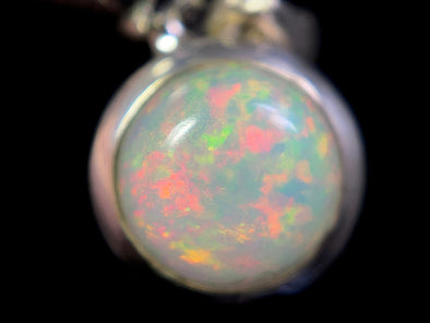 OPAL Pendant, Pinfire - Sterling Silver, 8mm Round Cabochon - Opal Necklace, Birthstone Necklace, Opal Jewelry, Welo Opal, 49109-Throwin Stones