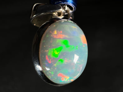 OPAL Pendant - Pinfire, Sterling Silver, 9x11mm Oval Cabochon - Birthstone Jewelry, Opal Cabochon Necklace, Welo Opal, 50948-Throwin Stones