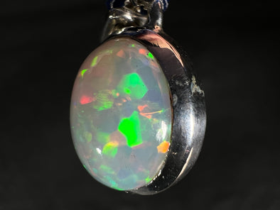 OPAL Pendant - Pinfire, Sterling Silver, 9x11mm Oval Cabochon - Birthstone Jewelry, Opal Cabochon Necklace, Welo Opal, 50948-Throwin Stones