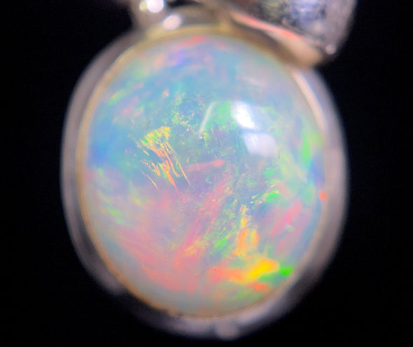 OPAL Pendant - Sterling Silver, 10x12mm Oval Cabochon - Opal Necklace, Birthstone Necklace, Opal Jewelry, Welo Opal, 49062-Throwin Stones