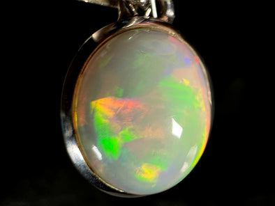 OPAL Pendant - Sterling Silver, 10x12mm Oval Cabochon - Opal Necklace, Birthstone Necklace, Opal Jewelry, Welo Opal, 50952-Throwin Stones