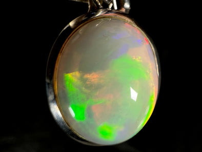 OPAL Pendant - Sterling Silver, 10x12mm Oval Cabochon - Opal Necklace, Birthstone Necklace, Opal Jewelry, Welo Opal, 50952-Throwin Stones