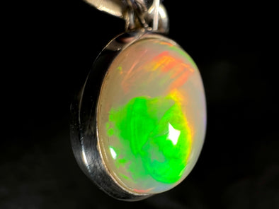 OPAL Pendant - Sterling Silver, 10x12mm Oval Cabochon - Opal Necklace, Birthstone Necklace, Opal Jewelry, Welo Opal, 50952-Throwin Stones