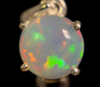 OPAL Pendant - Sterling Silver, 8mm Round Cabochon - Birthstone Jewelry, Opal Cabochon Necklace, Welo Opal, 49017-Throwin Stones