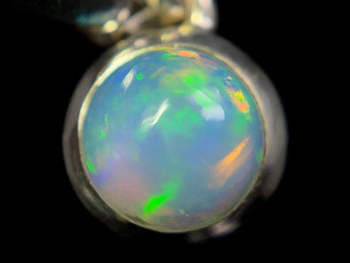 OPAL Pendant - Sterling Silver, 8mm Round Cabochon - Opal Necklace, Birthstone Necklace, Opal Jewelry, Welo Opal, 49101-Throwin Stones