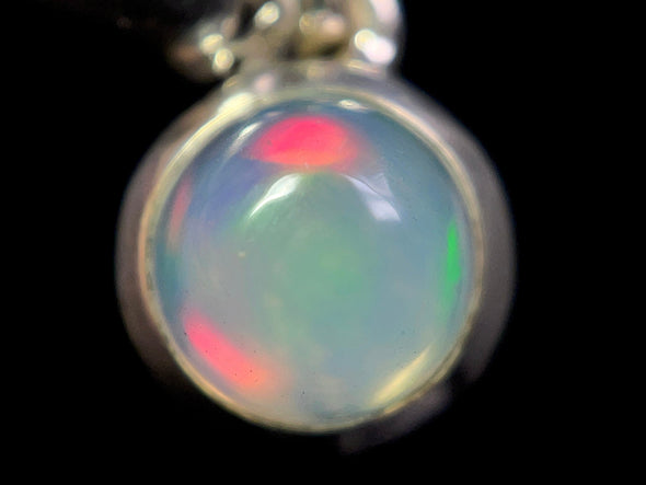 OPAL Pendant - Sterling Silver, 8mm Round Cabochon - Opal Necklace, Birthstone Necklace, Opal Jewelry, Welo Opal, 49103-Throwin Stones