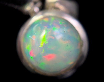 OPAL Pendant - Sterling Silver, 8mm Round Cabochon - Opal Necklace, Birthstone Necklace, Opal Jewelry, Welo Opal, 49107-Throwin Stones