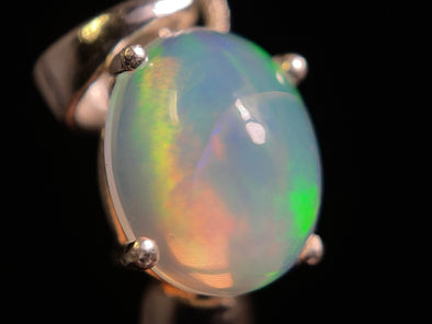 OPAL Pendant - Sterling Silver, 8x10mm Oval Cabochon - Birthstone Jewelry, Opal Cabochon Necklace, Welo Opal, 49076-Throwin Stones