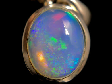 OPAL Pendant - Sterling Silver, 8x10mm Oval Cabochon - Opal Necklace, Birthstone Necklace, Opal Jewelry, Welo Opal, 49045-Throwin Stones
