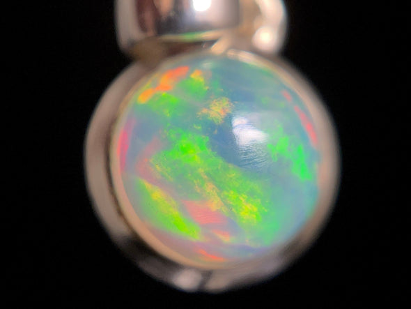 OPAL Pendant - Sterling Silver, 9mm Round Cabochon - Opal Necklace, Birthstone Necklace, Opal Jewelry, Welo Opal, 49029-Throwin Stones