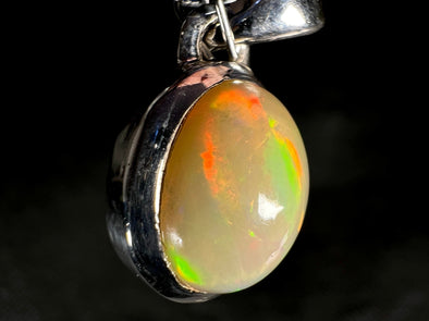 OPAL Pendant - Sterling Silver, 9x11mm Oval Cabochon - Birthstone Jewelry, Opal Cabochon Necklace, Welo Opal, 50946-Throwin Stones