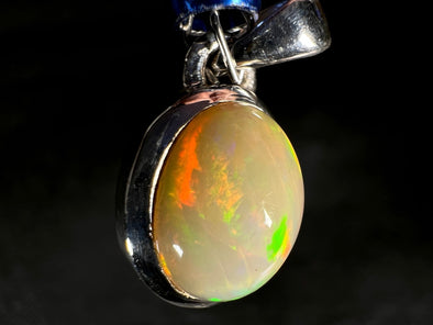 OPAL Pendant - Sterling Silver, 9x11mm Oval Cabochon - Birthstone Jewelry, Opal Cabochon Necklace, Welo Opal, 50946-Throwin Stones