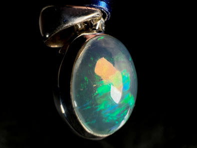 OPAL Pendant - Sterling Silver, 9x11mm Oval Cabochon - Birthstone Jewelry, Opal Cabochon Necklace, Welo Opal, 50947-Throwin Stones