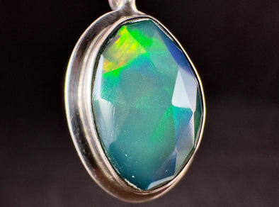 OPAL Pendant - Sterling Silver - Birthstone Jewelry, Opal Cabochon Necklace, Welo Opal, Rose Cut, 54647-Throwin Stones