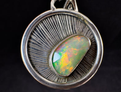 OPAL Pendant - Sterling Silver - Birthstone Jewelry, Opal Cabochon Necklace, Welo Opal, Rose Cut, 54648-Throwin Stones