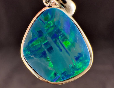 OPAL Pendant - Sterling Silver, Opal Doublet - Birthstone Jewelry, Opal Cabochon Necklace, Australian Opal, 54324-Throwin Stones
