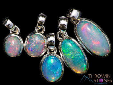 OPAL Pendant - Sterling Silver, Oval, Extra Small - Birthstone Jewelry, Opal Cabochon Necklace, Welo Opal, E1875-Throwin Stones