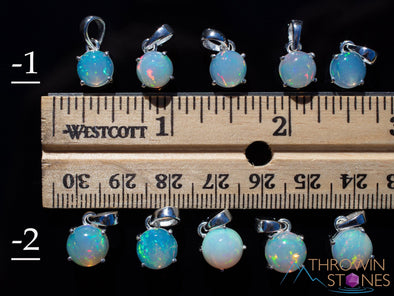 OPAL Pendant - Sterling Silver, Round - Birthstone Jewelry, Opal Cabochon Necklace, Welo Opal, E1933-Throwin Stones