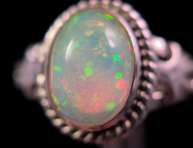 OPAL RING, Pinfire - Sterling Silver, Size 8 - Ethiopian Opal Rings for Women, Bridal Jewelry, Welo Opal, 49192-Throwin Stones