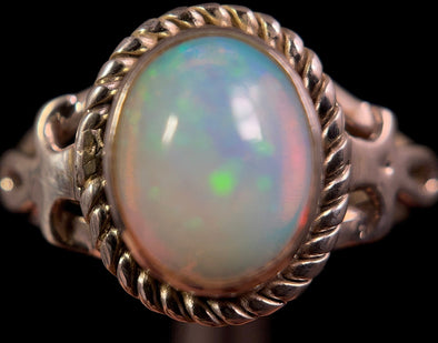 OPAL RING, Pinfire - Sterling Silver, Size 9.5 - Ethiopian Opal Rings for Women, Bridal Jewelry, Welo Opal, 49161-Throwin Stones