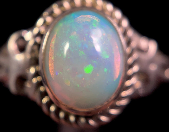 OPAL RING, Pinfire - Sterling Silver, Size 9.5 - Ethiopian Opal Rings for Women, Bridal Jewelry, Welo Opal, 49161-Throwin Stones
