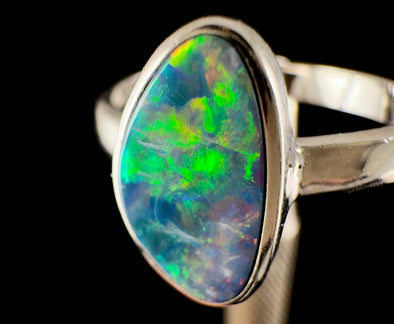 OPAL RING - Sterling Silver, Opal Doublet, Size 8.25 - Opal Rings for Women, Bridal Jewelry, Australian Opal, 54335-Throwin Stones