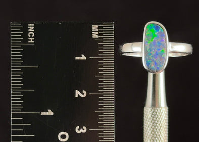 OPAL RING - Sterling Silver, Opal Doublet, Size 8.5 - Opal Rings for Women, Bridal Jewelry, Australian Opal, 54337-Throwin Stones