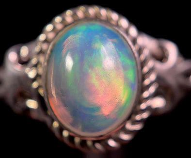 OPAL RING - Sterling Silver, Size 10 - Ethiopian Opal Rings for Women, Bridal Jewelry, Welo Opal, 49154-Throwin Stones