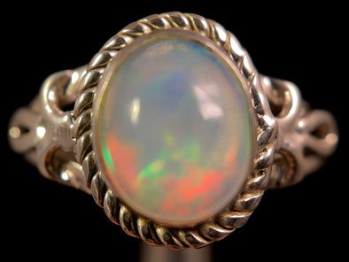 OPAL RING - Sterling Silver, Size 10 - Ethiopian Opal Rings for Women, Bridal Jewelry, Welo Opal, 49155-Throwin Stones