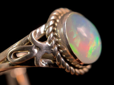 OPAL RING - Sterling Silver, Size 10 - Ethiopian Opal Rings for Women, Bridal Jewelry, Welo Opal, 49155-Throwin Stones