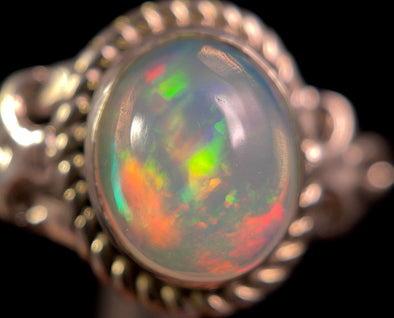 OPAL RING - Sterling Silver, Size 10 - Ethiopian Opal Rings for Women, Bridal Jewelry, Welo Opal, 49155-Throwin Stones