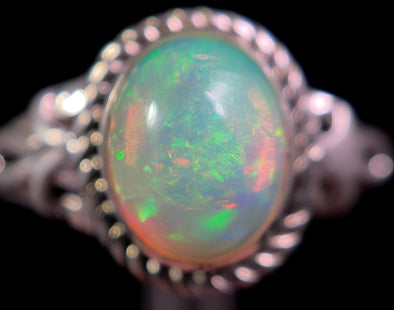 OPAL RING - Sterling Silver, Size 10 - Ethiopian Opal Rings for Women, Bridal Jewelry, Welo Opal, 49157-Throwin Stones