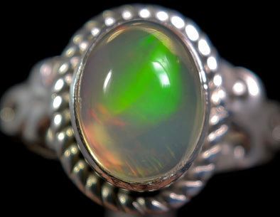 OPAL RING - Sterling Silver, Size 5 - Ethiopian Opal Rings for Women, Bridal Jewelry, Welo Opal, 49237-Throwin Stones