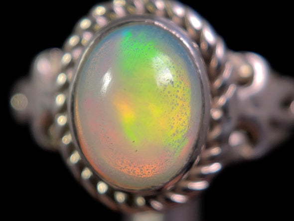 OPAL RING - Sterling Silver, Size 5 - Ethiopian Opal Rings for Women, Bridal Jewelry, Welo Opal, 49241-Throwin Stones