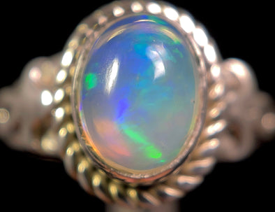 OPAL RING - Sterling Silver, Size 5.5 - Ethiopian Opal Rings for Women, Bridal Jewelry, Welo Opal, 49230-Throwin Stones