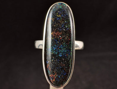 OPAL RING - Sterling Silver, Size 6.75 - Opal Rings for Women, Bridal Jewelry, Andamooka Australian Opal, 54622-Throwin Stones