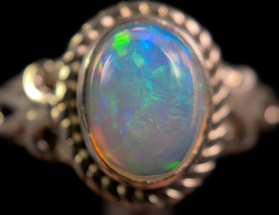 OPAL RING - Sterling Silver, Size 7.5 - Ethiopian Opal Rings for Women, Bridal Jewelry, Welo Opal, 49198-Throwin Stones