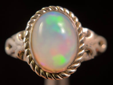 OPAL RING - Sterling Silver, Size 7.5 - Ethiopian Opal Rings for Women, Bridal Jewelry, Welo Opal, 49199-Throwin Stones